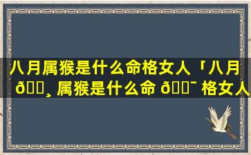 八月属猴是什么命格女人「八月 🕸 属猴是什么命 🐯 格女人命运」